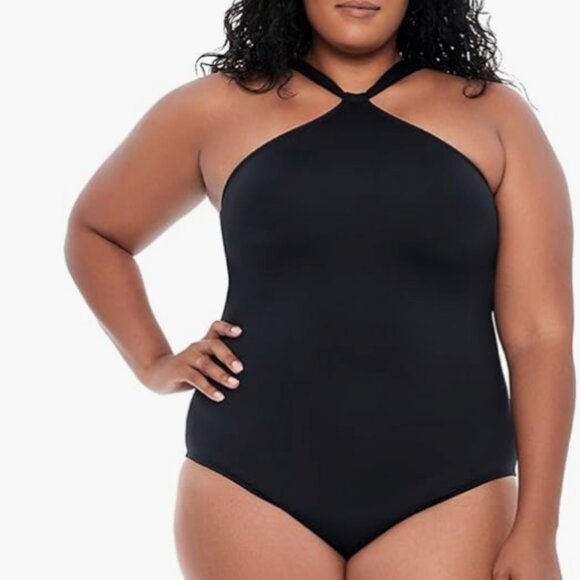 Lauren Ralph Women Plus Size High Neck One Piece Swimsuit Black Size 20W 8220 - Picture 1 of 1